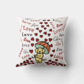 ハートの黄色いラブラドールそして雨 クッション (裏面)