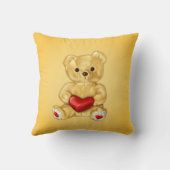 ハートの黄色を保持しているかわいいテディー・ベアのHypnotist クッション (裏面)