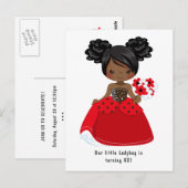ハートの黒いプリンセスとレディバグのドレスの誕生日パーティー ポストカード (正面/裏面)