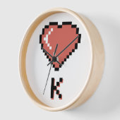 ハートの黒い輪郭 壁時計 (傾斜)