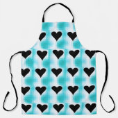 ハートの黒オールオーバープリントエプロン エプロン (正面)
