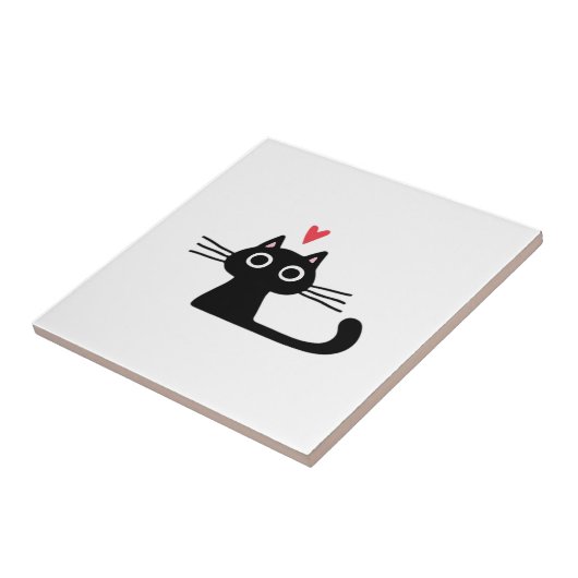 ハートの黒猫 キュートな子猫 バレンタイン クラシック タイル (側面)