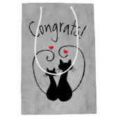 ハートの黒猫 ミディアムペーパーバッグ (正面)