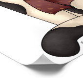 ハートの黒白キティー ポスター (角)