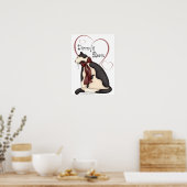 ハートの黒白子猫 ポスター (キッチン)