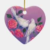 ハートの2つの鳩そして花 セラミックオーナメント (裏面)