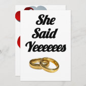 ハートの「イエス」結婚式招待状 - ハートテーマ 招待状 (正面/裏面)