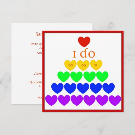 ハートの「私も」 招待状 (正面/裏面)