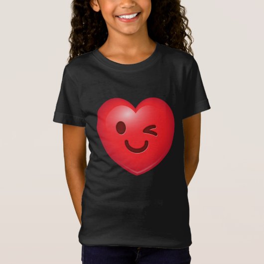 ハートのEmojiのまばたき Tシャツ (正面)