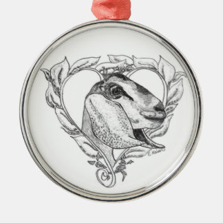 ハートのNubianの頭部 メタルオーナメント