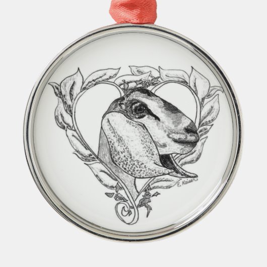 ハートのNubianの頭部 メタルオーナメント (正面)