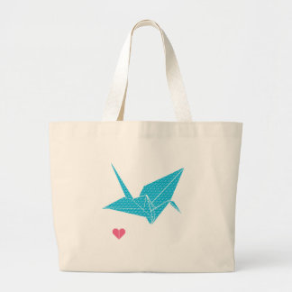 ハートのorigamiの鳥 ラージトートバッグ