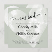 ハートのSage Green私たちの悪い延期結婚のカード (正面/裏面)