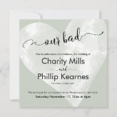 ハートのSage Green私たちの悪い延期結婚のカード (正面)