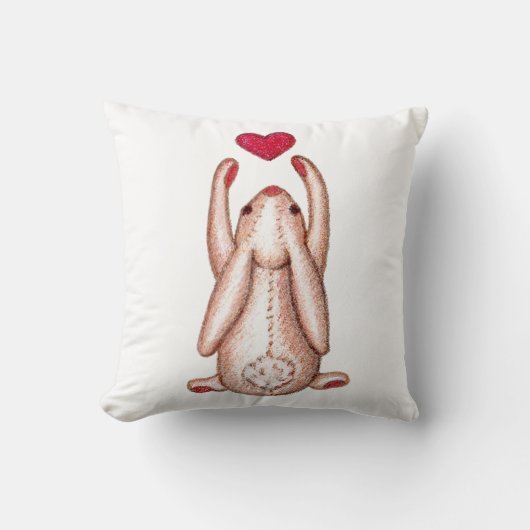 ハートのSomebunny愛に取って下さい クッション (正面)