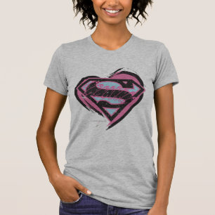 ハートのSupergirlのピンクのロゴ Tシャツ