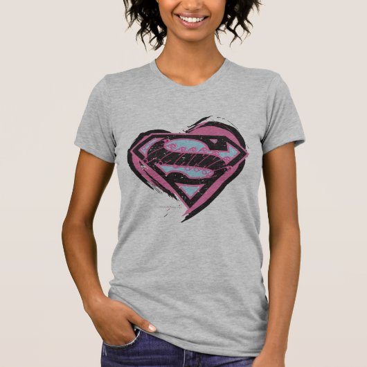 ハートのSupergirlのピンクのロゴ Tシャツ (正面)