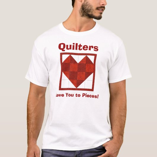 ハートのTシャツQuiltersは部分に、愛します! Tシャツ (正面)