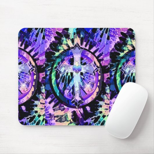 ハートのTyeの染料の十字 マウスパッド (マウス)