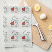 ハートのWestie キッチンタオル (四つ折り)