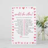 ハートのWould She Rather(どちらがいい?) 結婚式前ウェディングシャワーゲーム 便箋 (スタンド正面)
