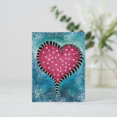 ハートはがきピンクブルーブラックかわいい ポストカード (スタンド正面)