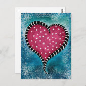 ハートはがきピンクブルーブラックかわいい ポストカード (正面/裏面)