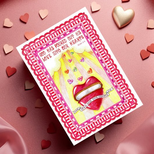 ハートはがき感動的を開く ポストカード