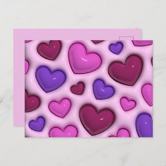 ハートはがき(3D光沢ハート付) ポストカード (正面/裏面)