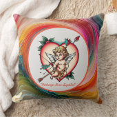 ハートはっきりしたとキューピッド美術 クッション (ブランケット)