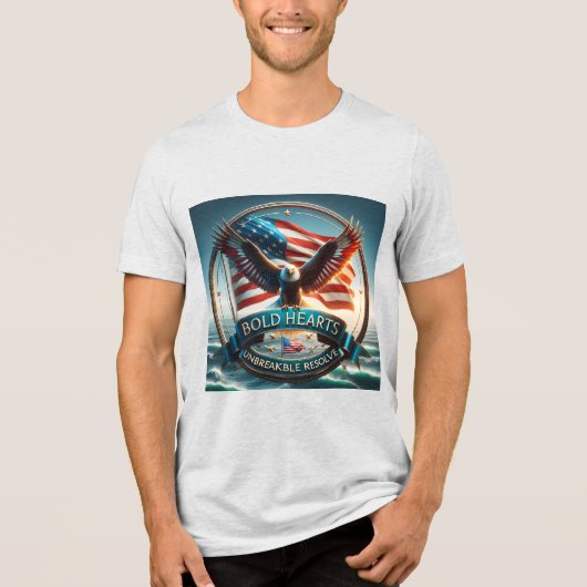 ハートはっきりした、愛国心Tシャツを破れない トライブレンドＴシャツ (正面)