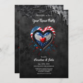 ハートはアメリカ国旗の色で。 招待状 (正面/裏面)