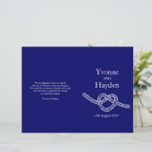 ハートはダークブルーの結婚式のプログラムを結ぶ (スタンド正面)