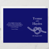 ハートはダークブルーの結婚式のプログラムを結ぶ (正面/裏面)