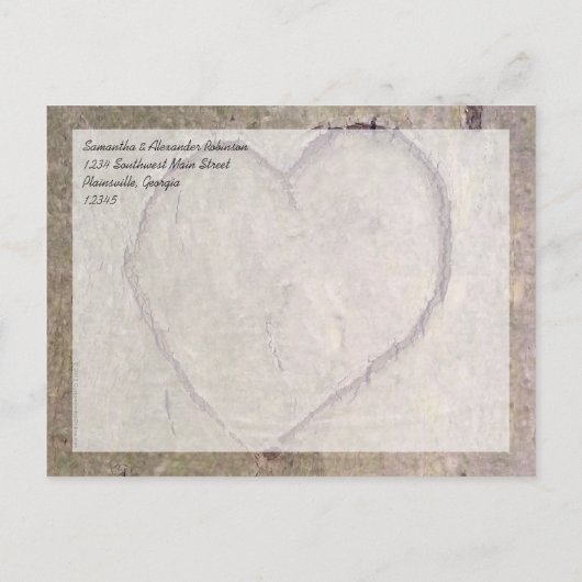 ハートはツリーに刻まカスタムれ、日付カードを保存 案内ポストカード (裏面)