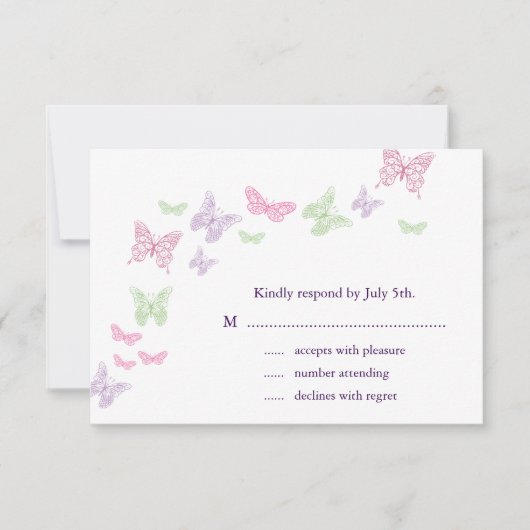 ハートはフラッターRSVP 出欠カード (正面)