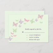 ハートはフラッターRSVP （緑） 出欠カード (正面/裏面)