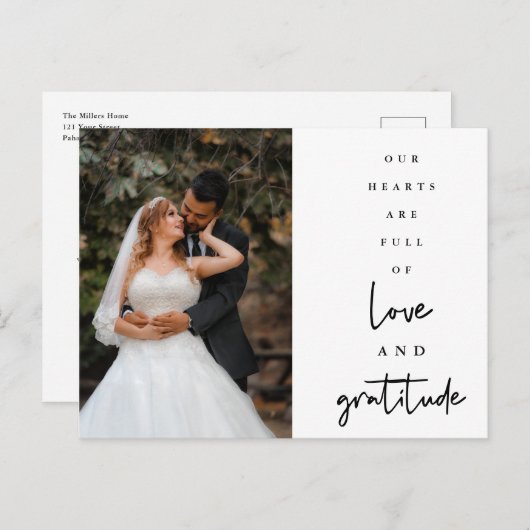 ハートはフルスクリ結婚プトの写真でありがとう ポストカード (正面/裏面)