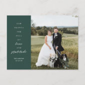 ハートはフルフォト結婚の感謝はがき ポストカード (正面)