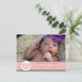 ハートはフルベビーガール誕生の発表 ポストカード (スタンド正面)