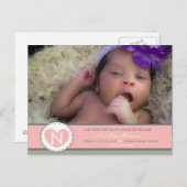 ハートはフルベビーガール誕生の発表 ポストカード (正面/裏面)