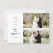 ハートはフル3枚の写真結婚のサンキューカード サンキューカード (正面)