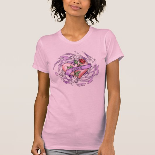 ハートは及びTシャツ「愛」上がりました Tシャツ (正面)