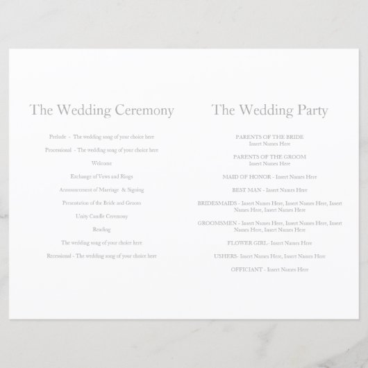 ハートは大きな結婚式のプログラムを結ぶ (裏面)