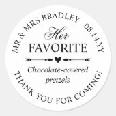 ハートは彼女お気に入りのの結婚キャンディの好意を矢印 ラウンドシール (正面)