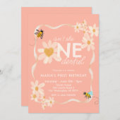 ハートは彼女のワンダーフルデイジー最初の誕生日 招待状 (正面/裏面)