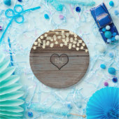 ハートは木彫りウェスタン素朴 ペーパープレート (パーティー)