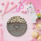 ハートは木彫りウェスタン素朴 ペーパープレート (パーティー)