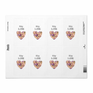 ハートは牡丹と金属、金ゴールドまたは ラベル