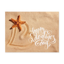 ハートは砂の中。バレンタインデーのはがき